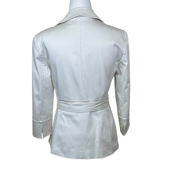 Lafayette 148 - Women’s Belted Blazer Jacket, 3/4 Sleeve, Zip-Up - White, Size 2 - Picture 3 of 17